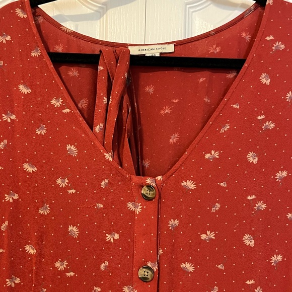 AEO Red Dress with Front Buttons - Picture 2 of 6